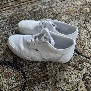 Vans White Canvas Low-Top Lace-Up Sneakers